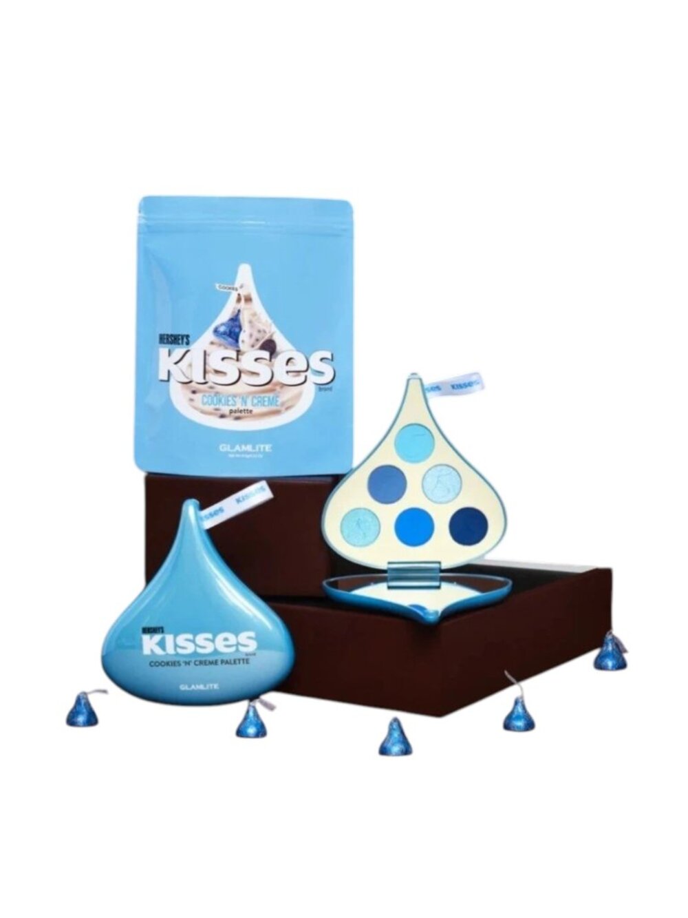 Glamlite x Hershey's Kisses Cookies 'N' Creme Eyeshadow Palette, 6 Shades / NIB